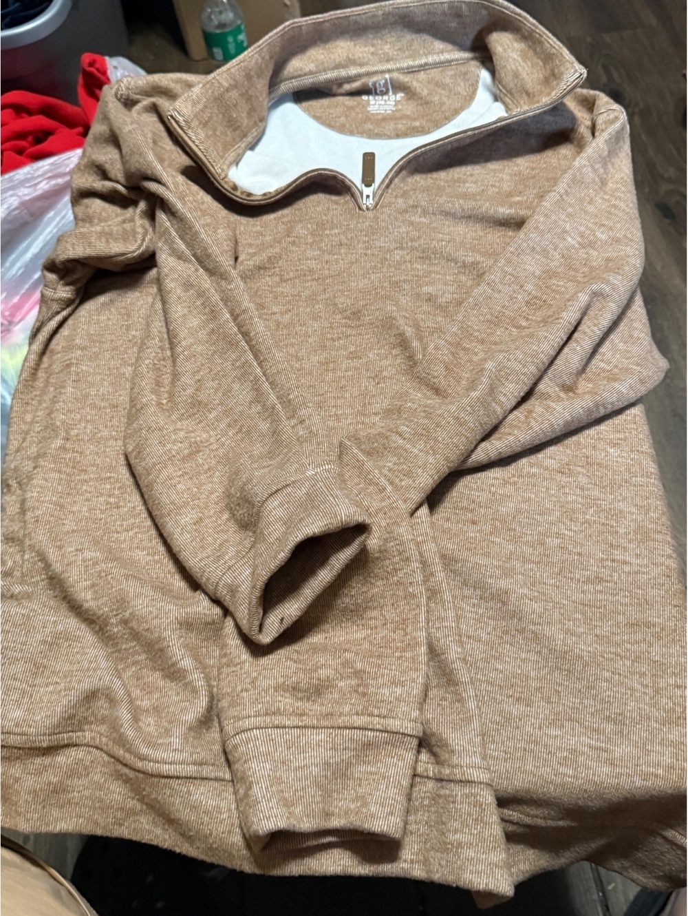 George Medium Brown Half-Zip Pullover Sweatshirt